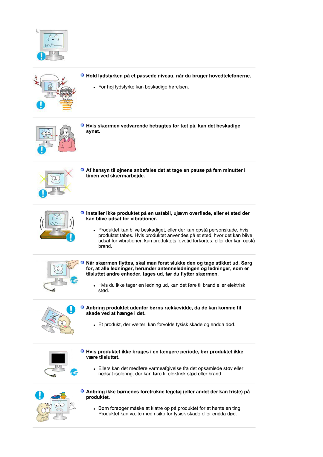 Samsung LS21DPWASQ/EDC manual For høj lydstyrke kan beskadige hørelsen 