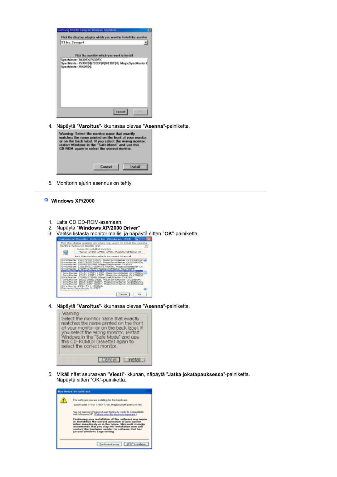 Samsung LS21DPWASQ/EDC manual Näpäytä Windows XP/2000 Driver 