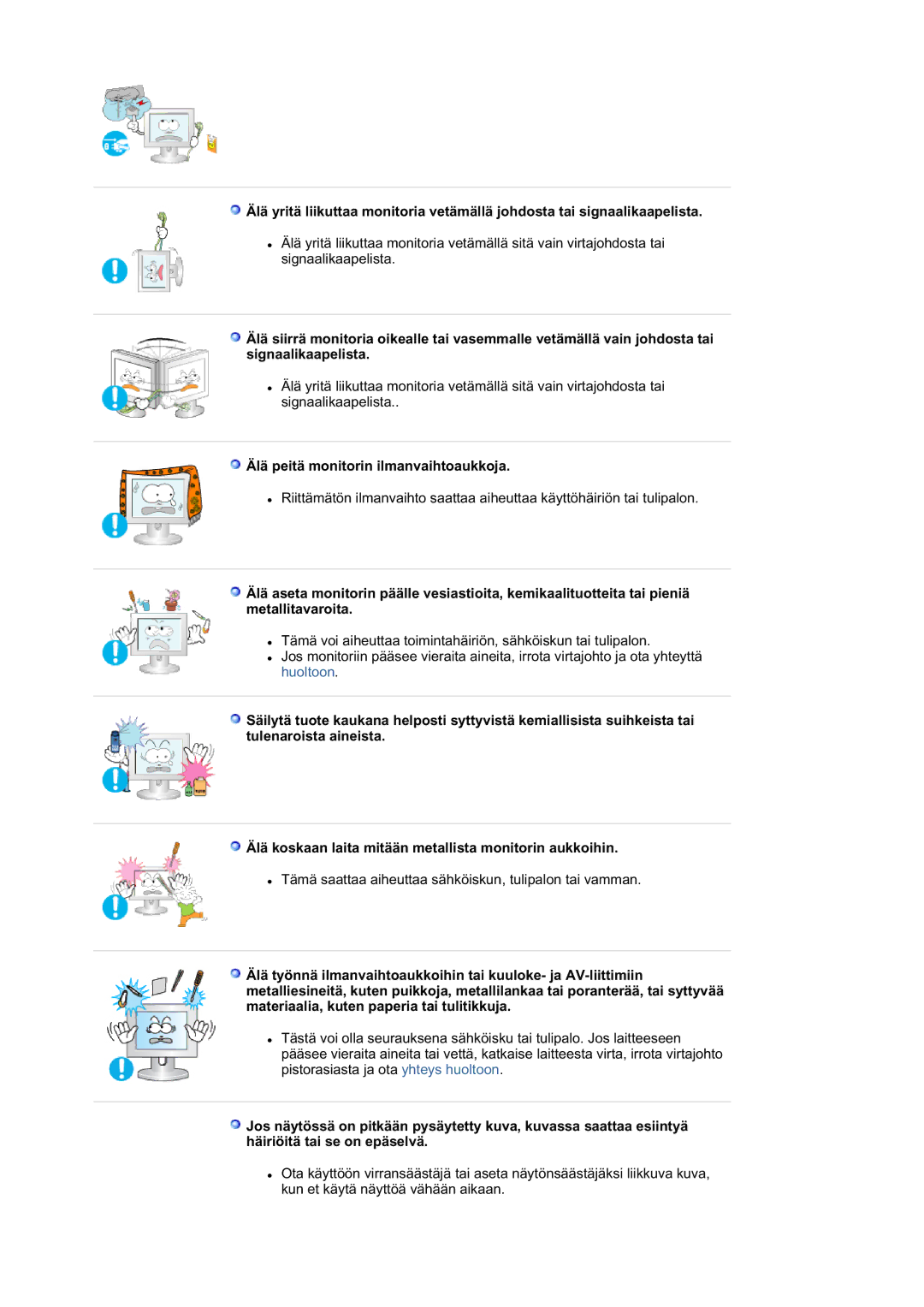 Samsung LS21DPWASQ/EDC manual Älä peitä monitorin ilmanvaihtoaukkoja 