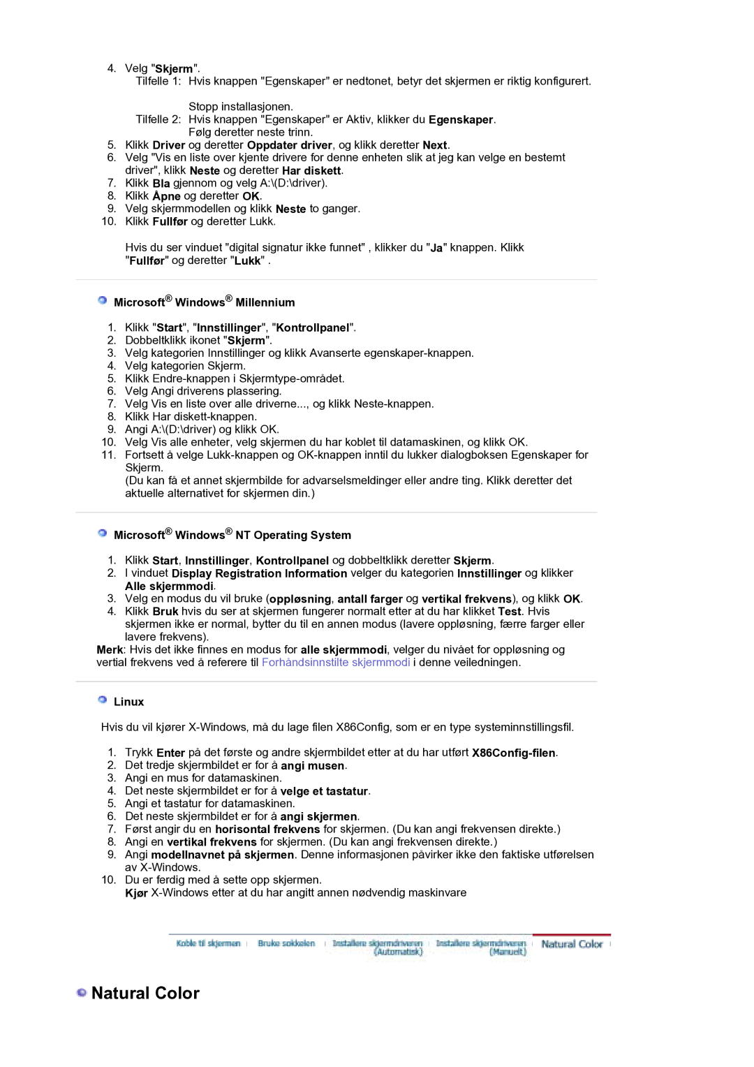 Samsung LS21DPWASQ/EDC manual Natural Color, Linux 