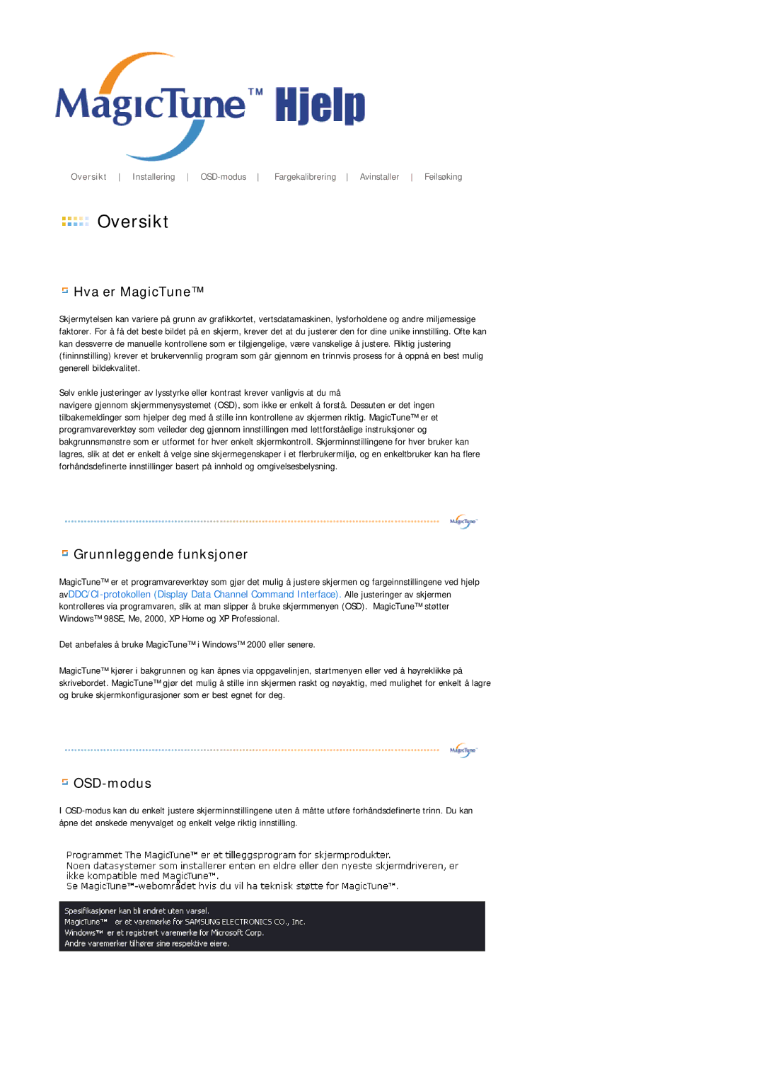 Samsung LS21DPWASQ/EDC manual Oversikt 