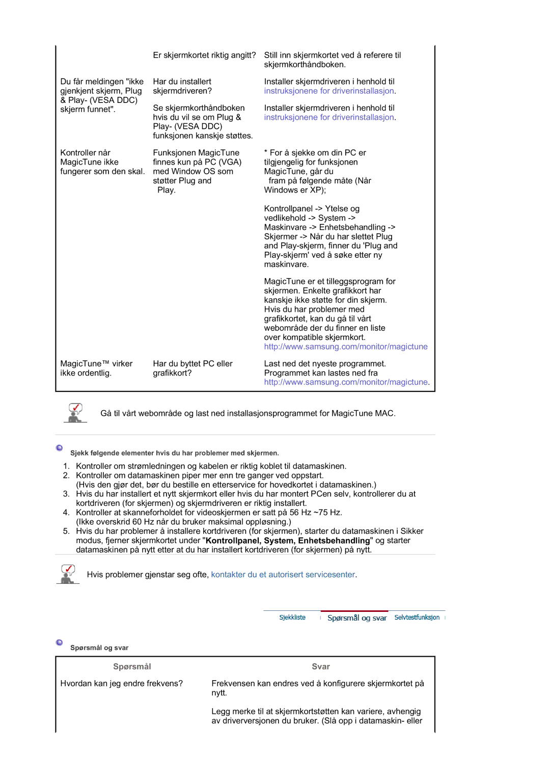 Samsung LS21DPWASQ/EDC manual Spørsmål Svar 