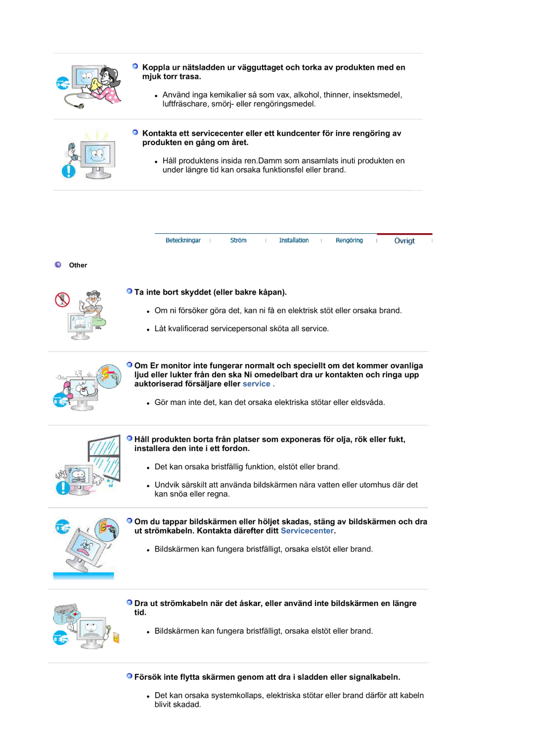 Samsung LS21DPWASQ/EDC manual Ta inte bort skyddet eller bakre kåpan 