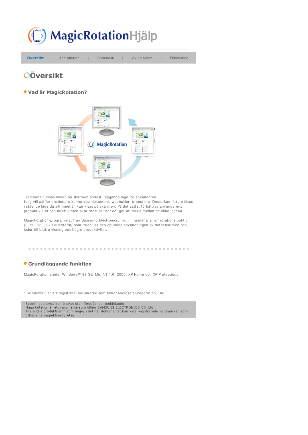 Samsung LS21DPWASQ/EDC manual Översikt 