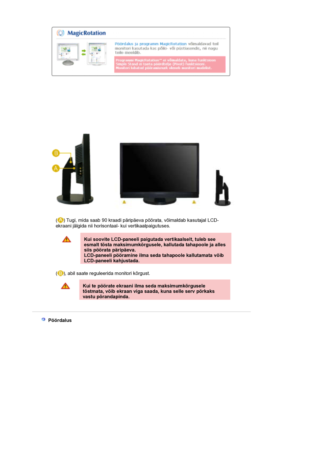 Samsung LS21DPWASQ/EDC manual Abil saate reguleerida monitori kõrgust 