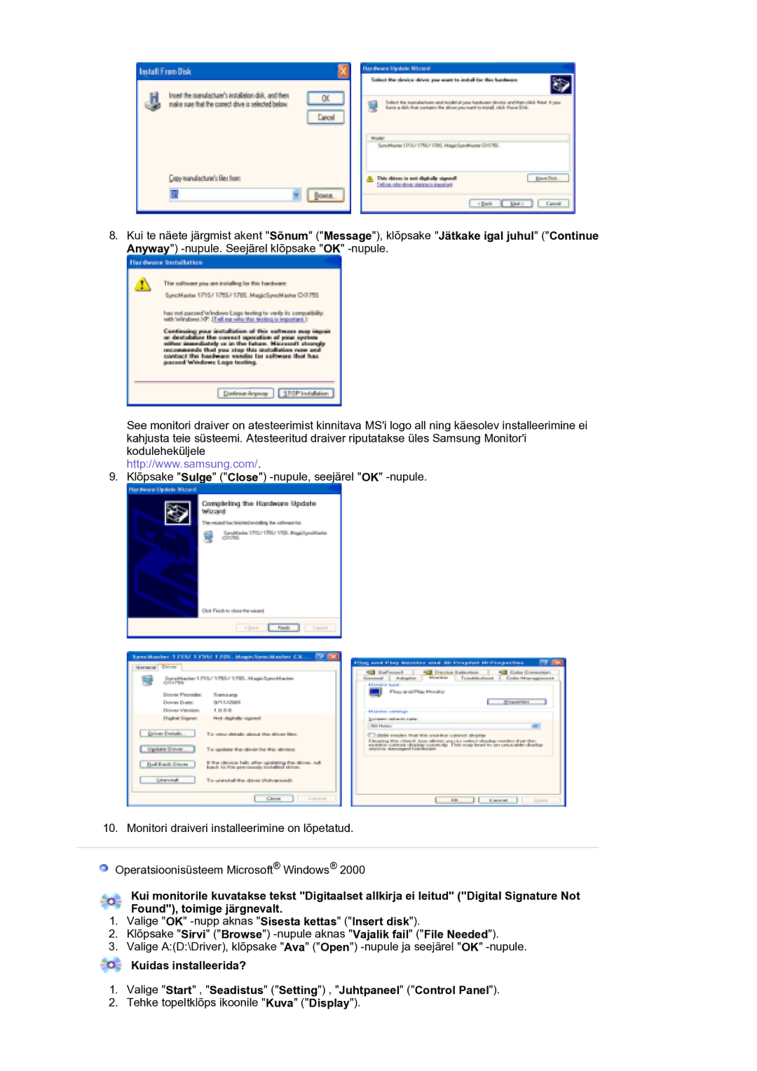 Samsung LS21DPWASQ/EDC manual Tehke topeltklõps ikoonile Kuva Display 