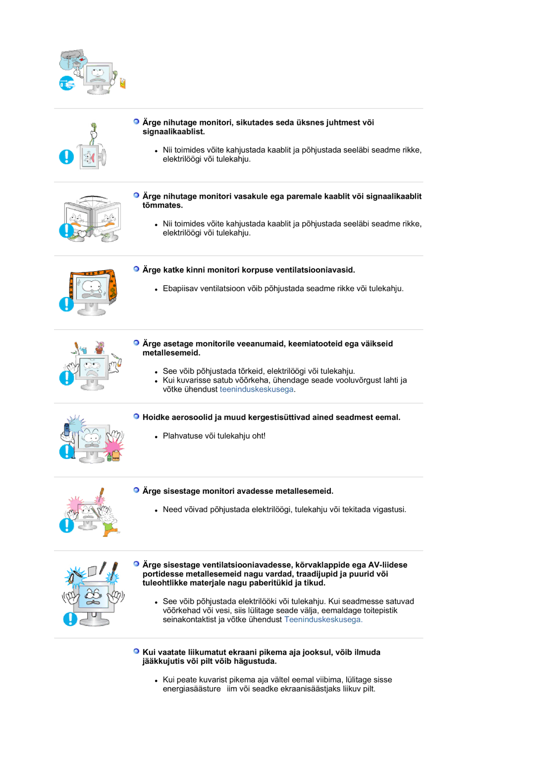 Samsung LS21DPWASQ/EDC manual Ärge katke kinni monitori korpuse ventilatsiooniavasid 