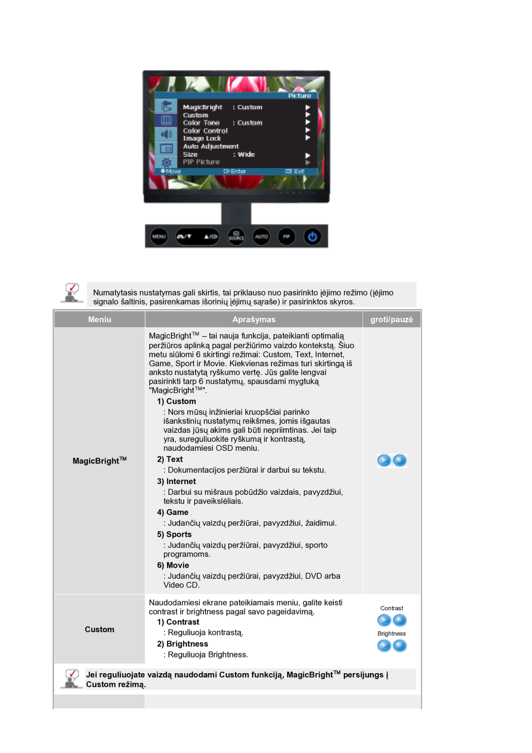 Samsung LS21DPWASQ/EDC manual MagicBright Custom, Contrast, Brightness 