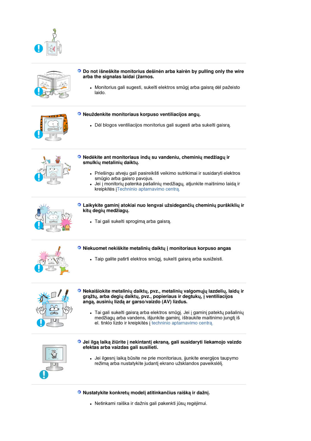 Samsung LS21DPWASQ/EDC manual Neuždenkite monitoriaus korpuso ventiliacijos angǐ 