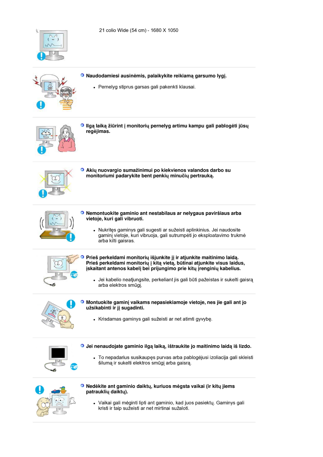 Samsung LS21DPWASQ/EDC manual Naudodamiesi ausinơmis, palaikykite reikiamą garsumo lygƳ 