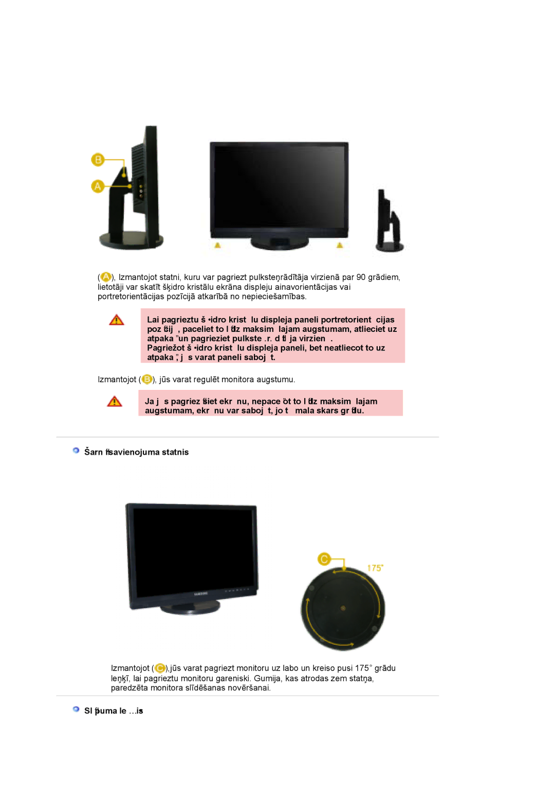 Samsung LS21DPWASQ/EDC manual Slīpuma leņķis 