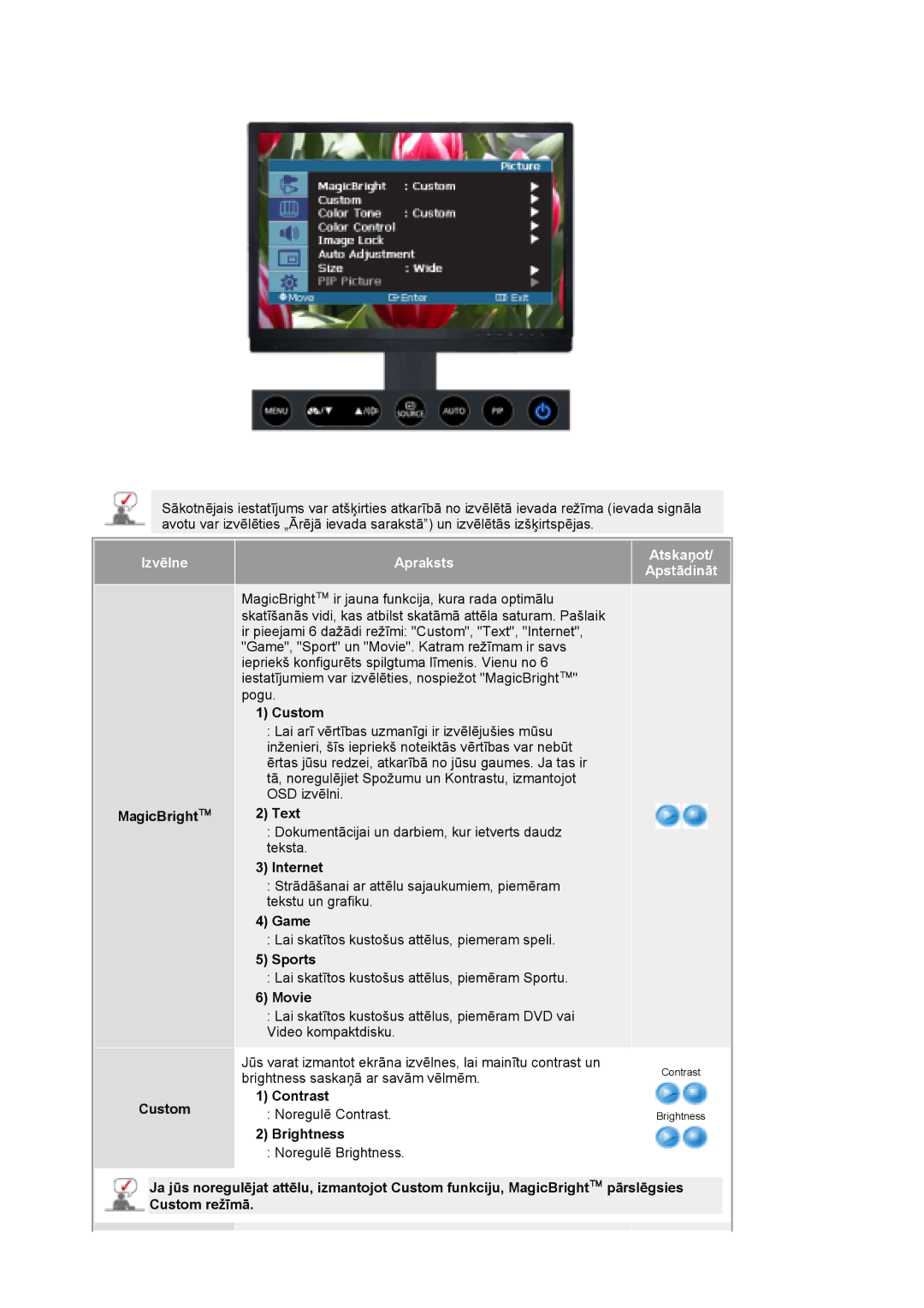 Samsung LS21DPWASQ/EDC manual MagicBright Custom, Contrast, Brightness 