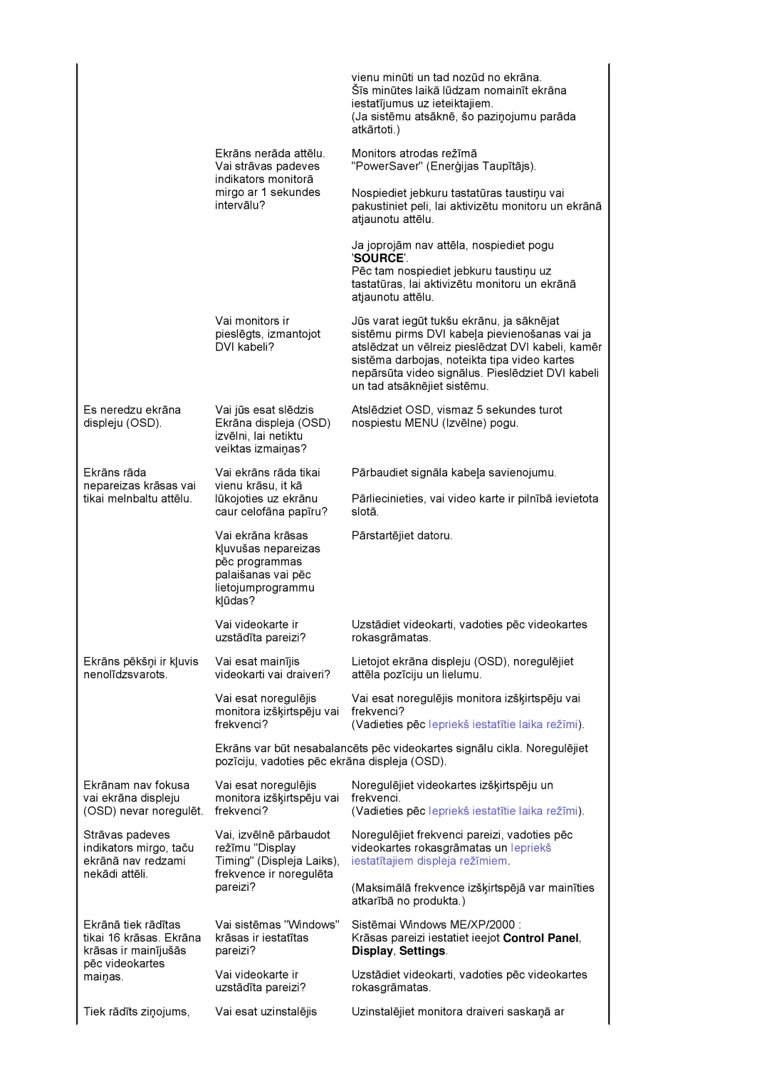 Samsung LS21DPWASQ/EDC manual Vadieties pƝc Iepriekš iestatƯtie laika režƯmi, Display, Settings 