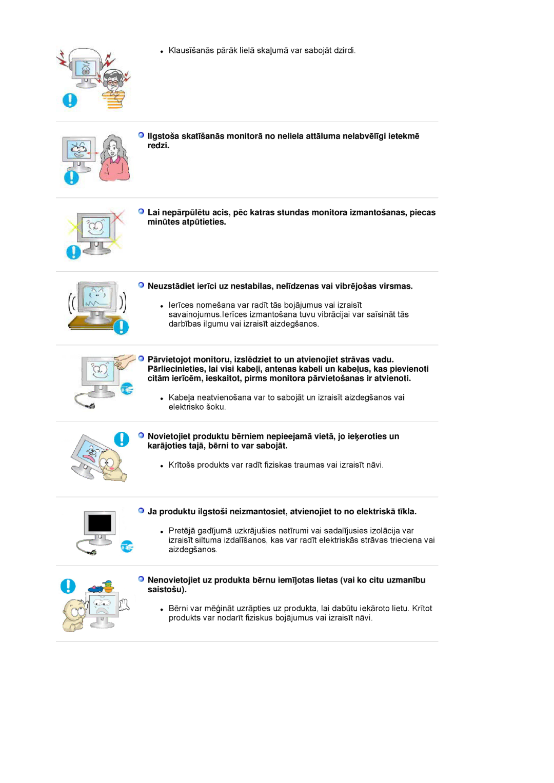 Samsung LS21DPWASQ/EDC manual KlausƯšanƗs pƗrƗk lielƗ skaƺumƗ var sabojƗt dzirdi 