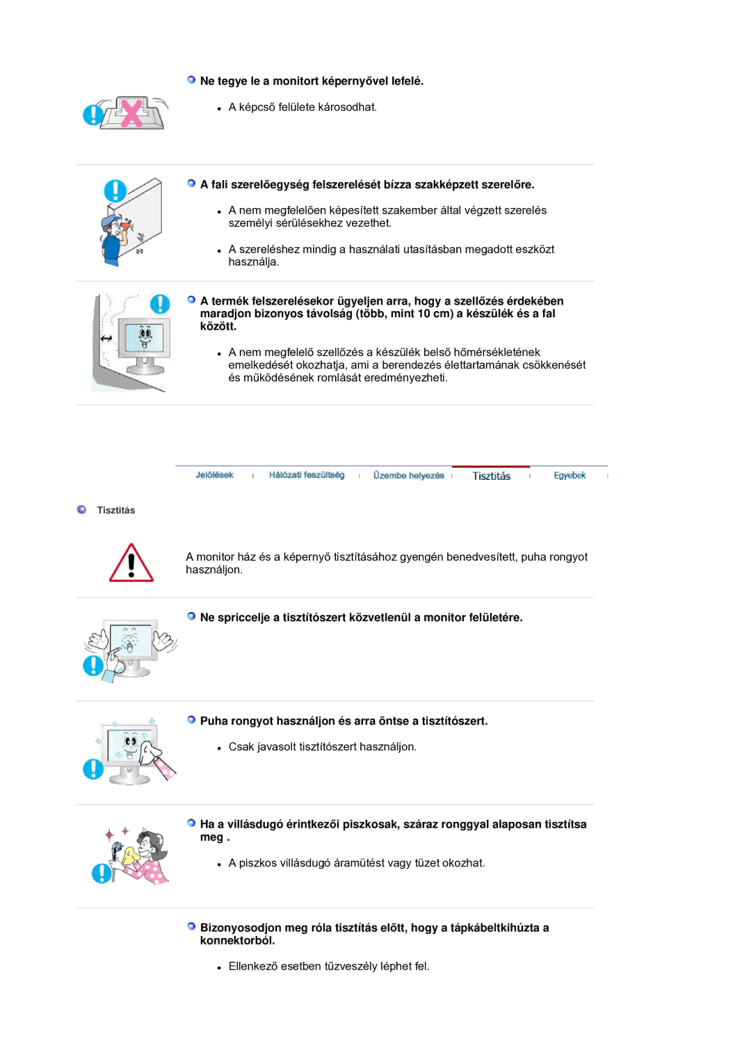 Samsung LS21DPWASQ/EDC manual Ne tegye le a monitort képernyĘvel lefelé 