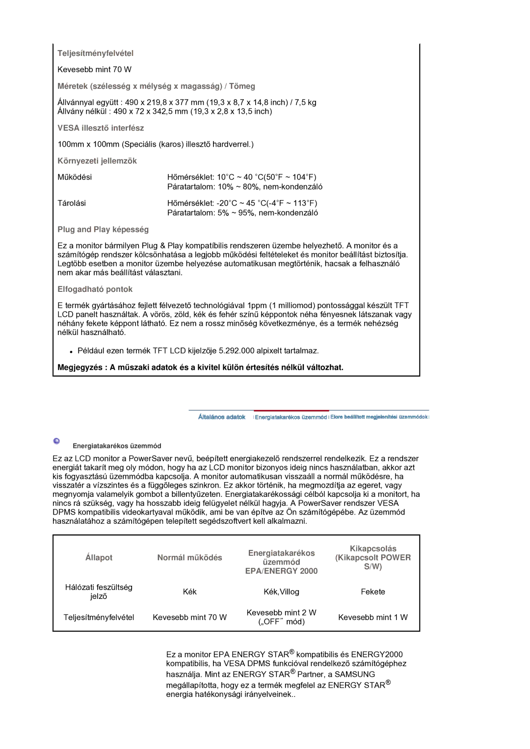 Samsung LS21DPWASQ/EDC manual Epa/Energy 