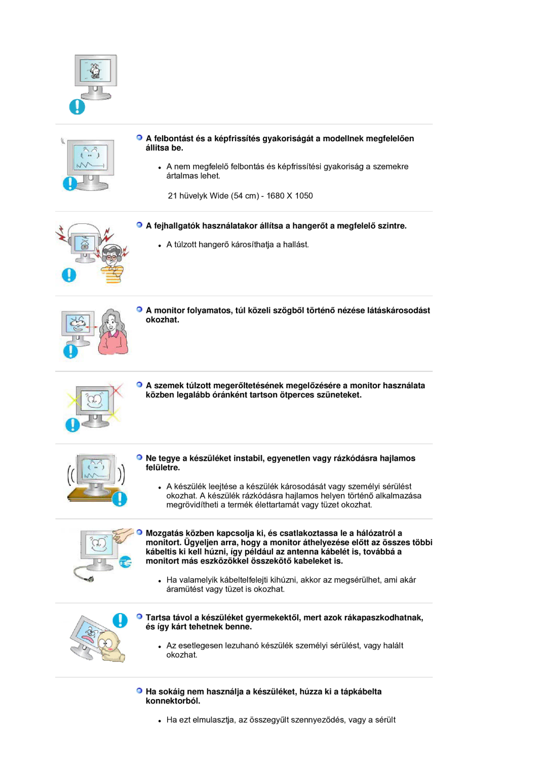 Samsung LS21DPWASQ/EDC manual Túlzott hangerĘ károsíthatja a hallást 