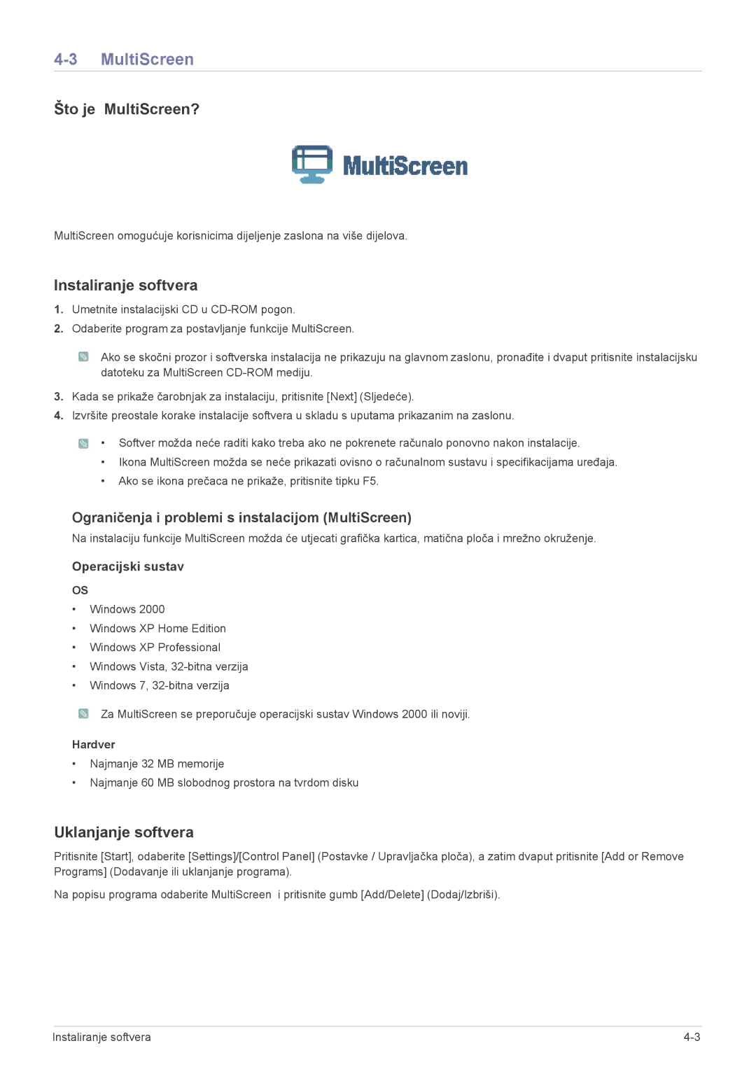 Samsung LS22A200BST/EN manual Što je MultiScreen? 