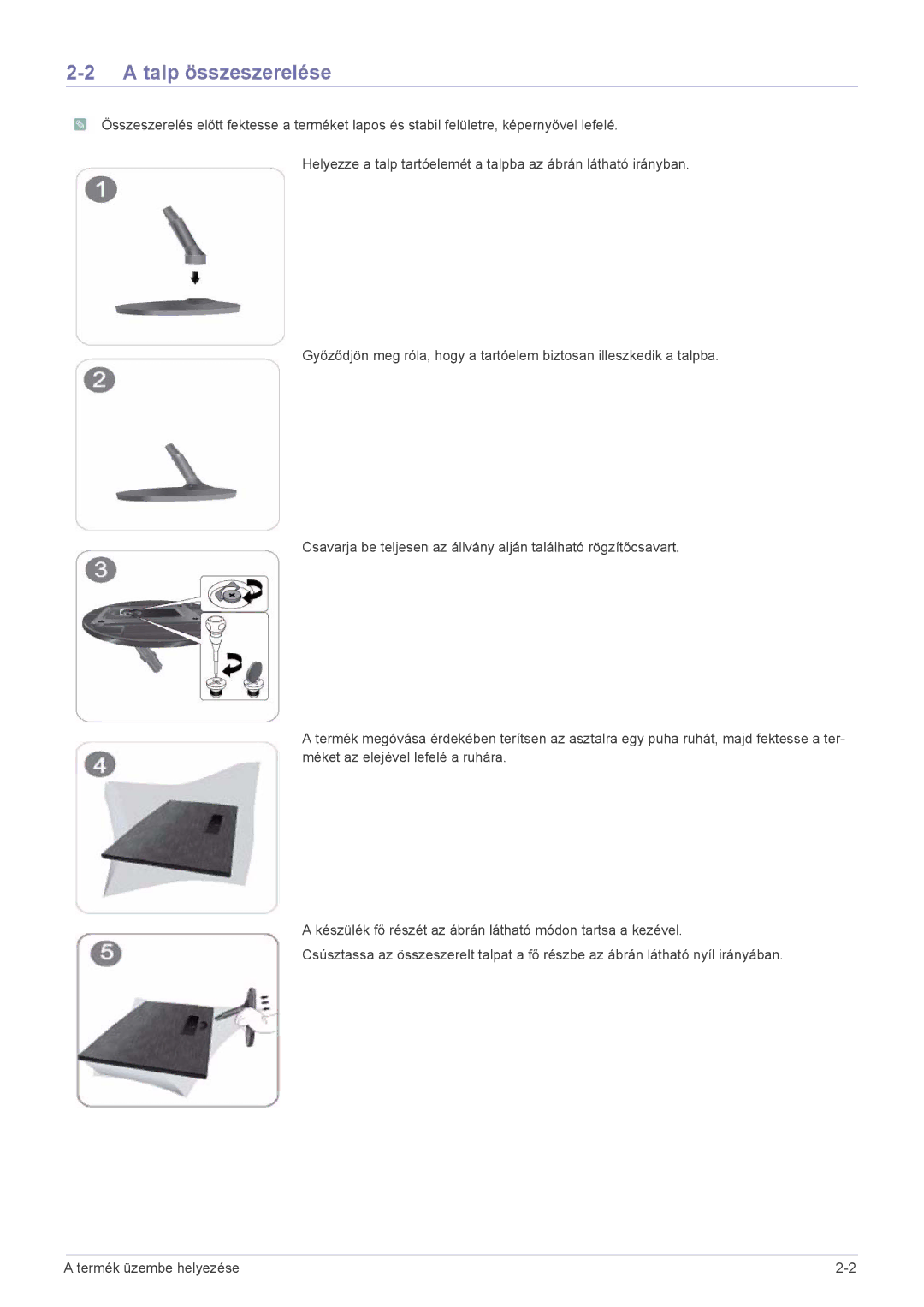 Samsung LS24A300HSZ/EN, LS22A300HSZ/EN, LS22A300HS/EN manual Talp összeszerelése 