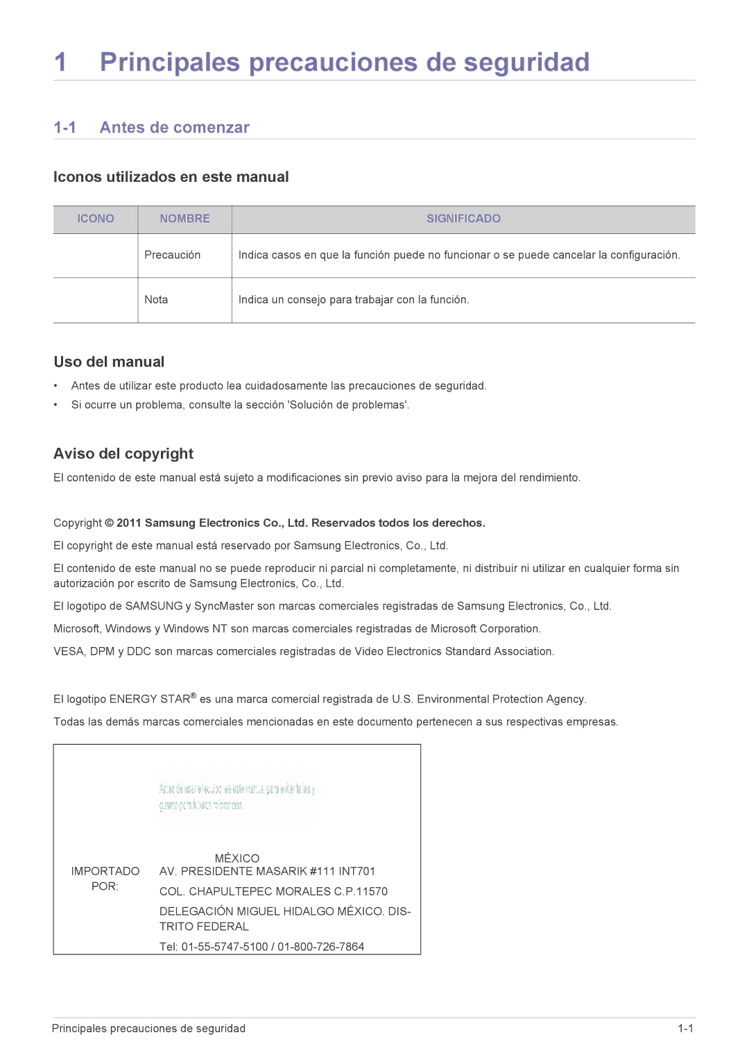 Samsung LS24A300HSZ/EN Principales precauciones de seguridad, Antes de comenzar, Iconos utilizados en este manual 