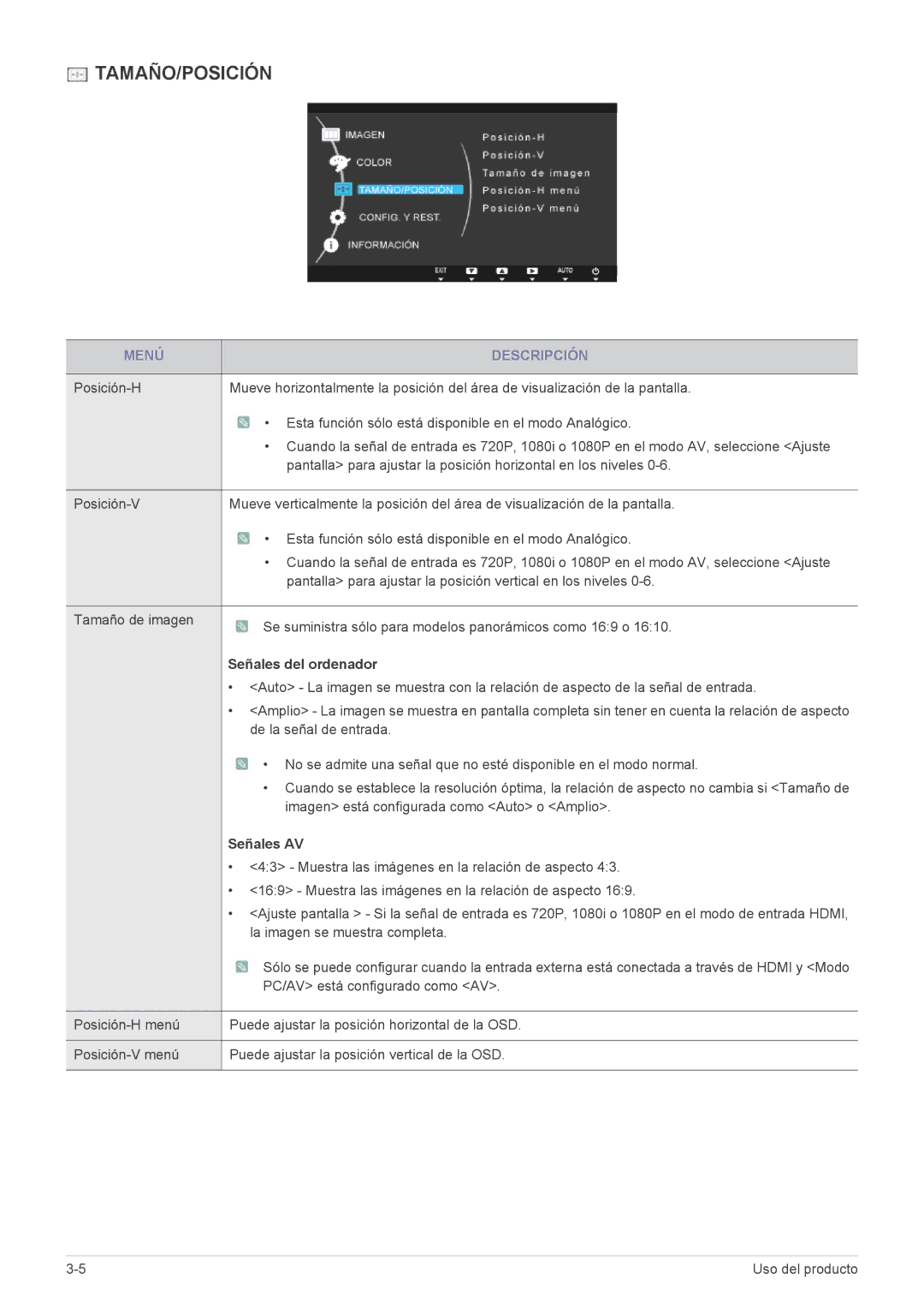 Samsung LS22A300HSZ/EN, LS24A300HSZ/EN manual Señales del ordenador, Señales AV 