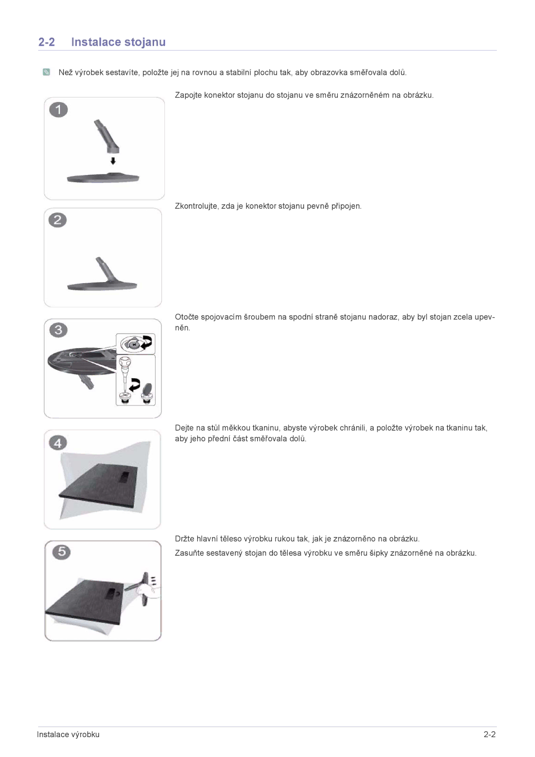 Samsung LS24A300HSZ/EN, LS22A300HSZ/EN manual Instalace stojanu 