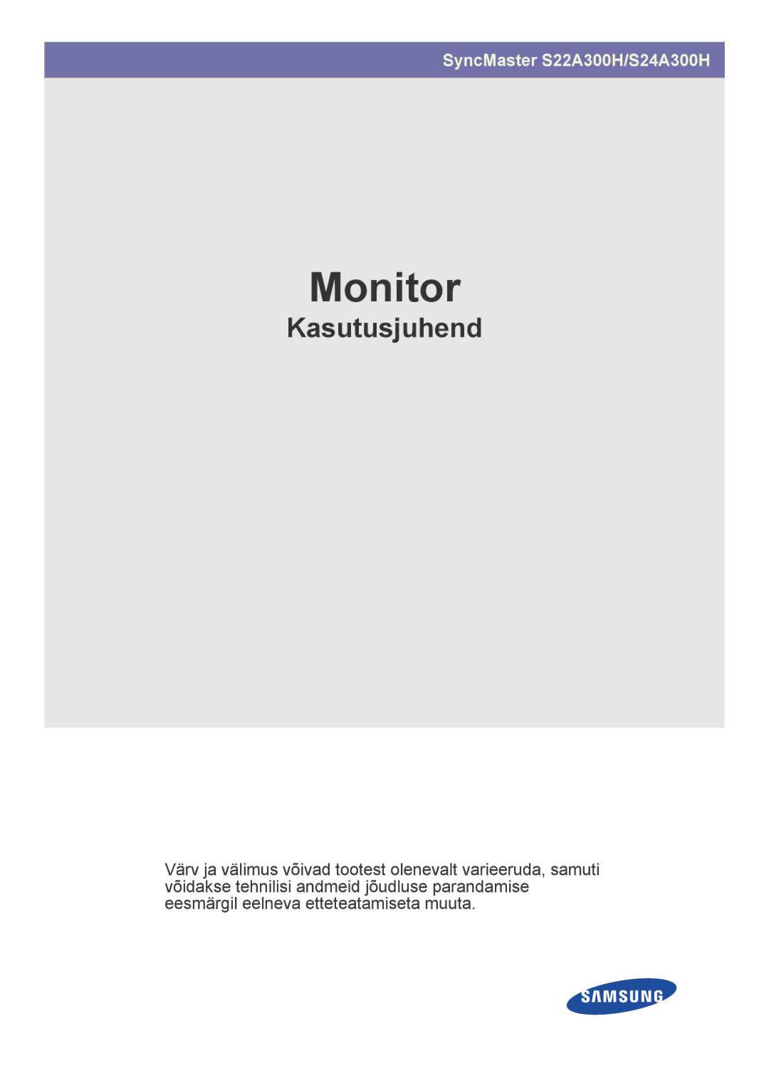 Samsung LS24A300HSZ/EN, LS22A300HSZ/EN manual Monitor 