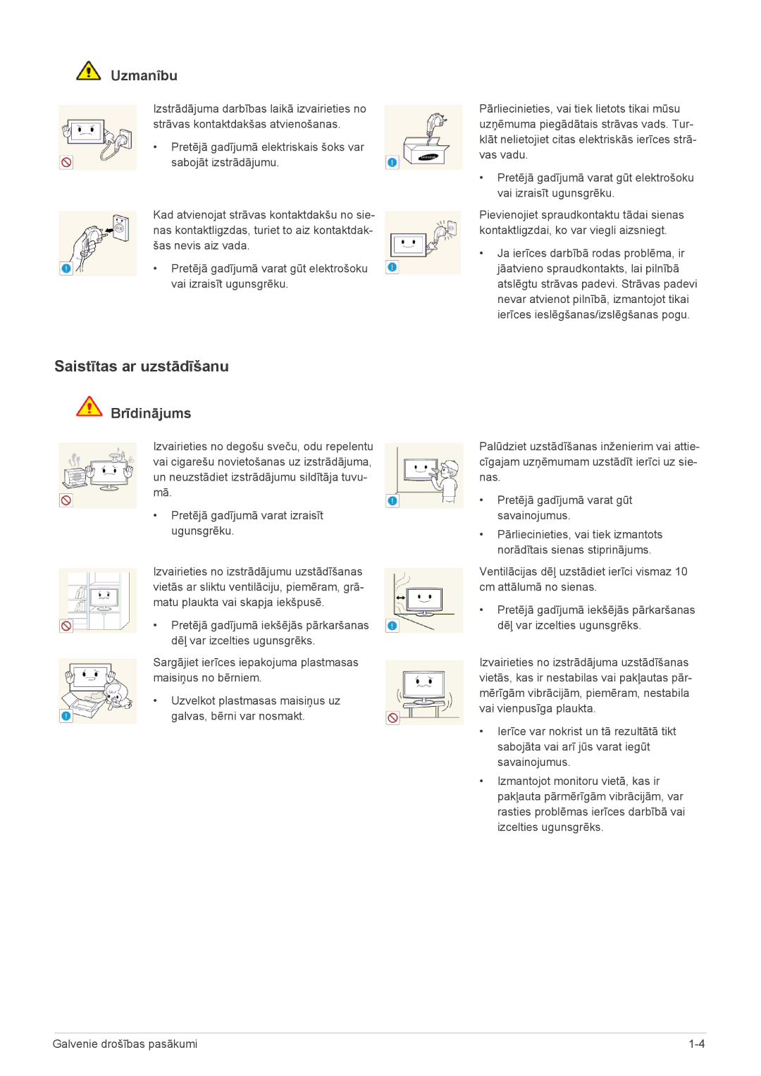 Samsung LS24A300HSZ/EN, LS22A300HSZ/EN manual Saistītas ar uzstādīšanu, Uzmanîbu 