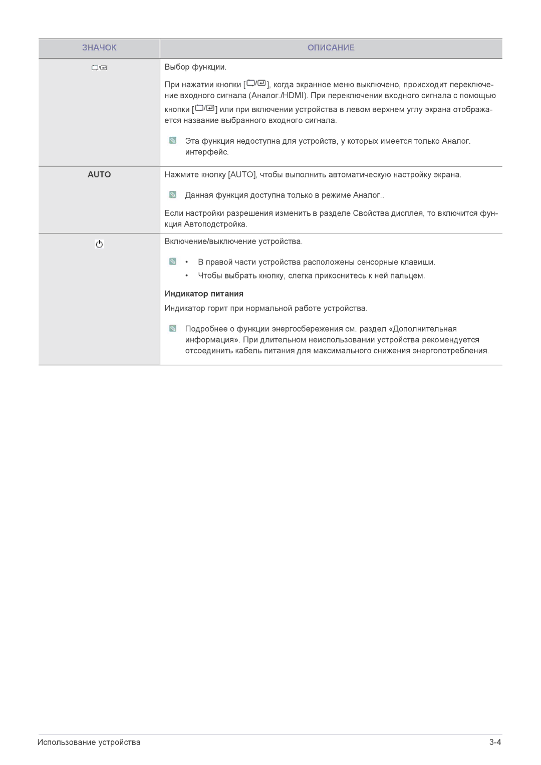 Samsung LS24A300HSZ/EN, LS22A300HSZ/EN manual Выбор функции, Индикатор питания 