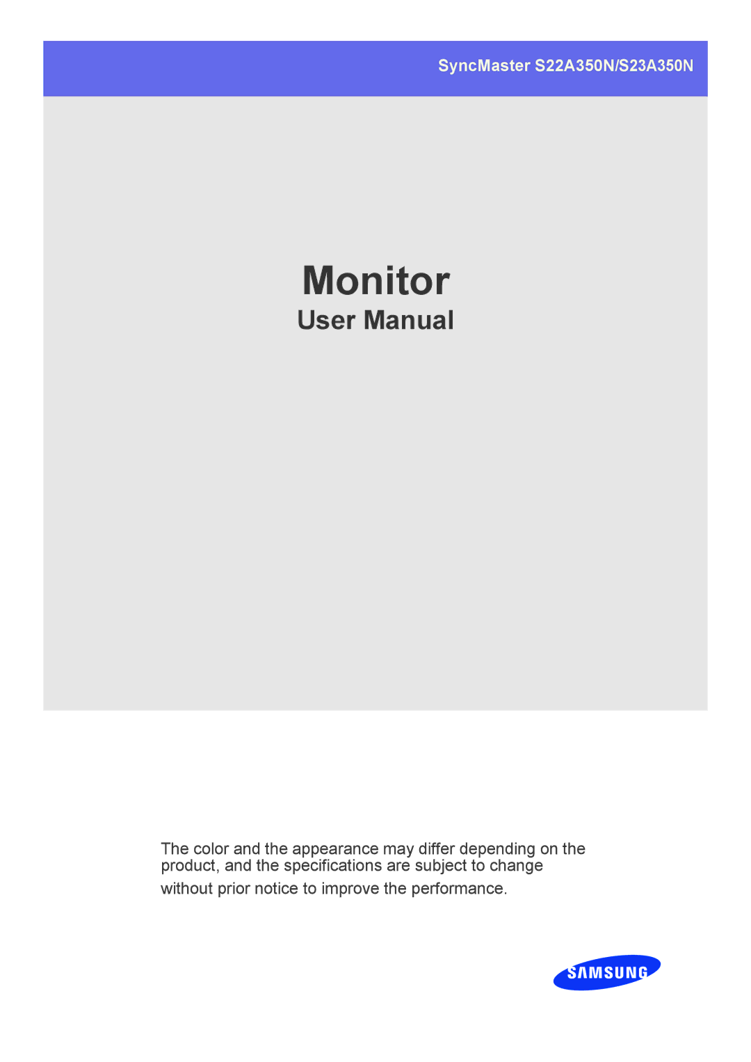 Samsung LS23A350NS/CI, LS22A350NS/CI manual Monitor 