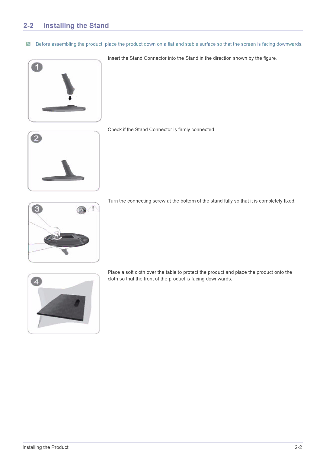 Samsung LS23A350NS/CI, LS22A350NS/CI manual Installing the Stand 