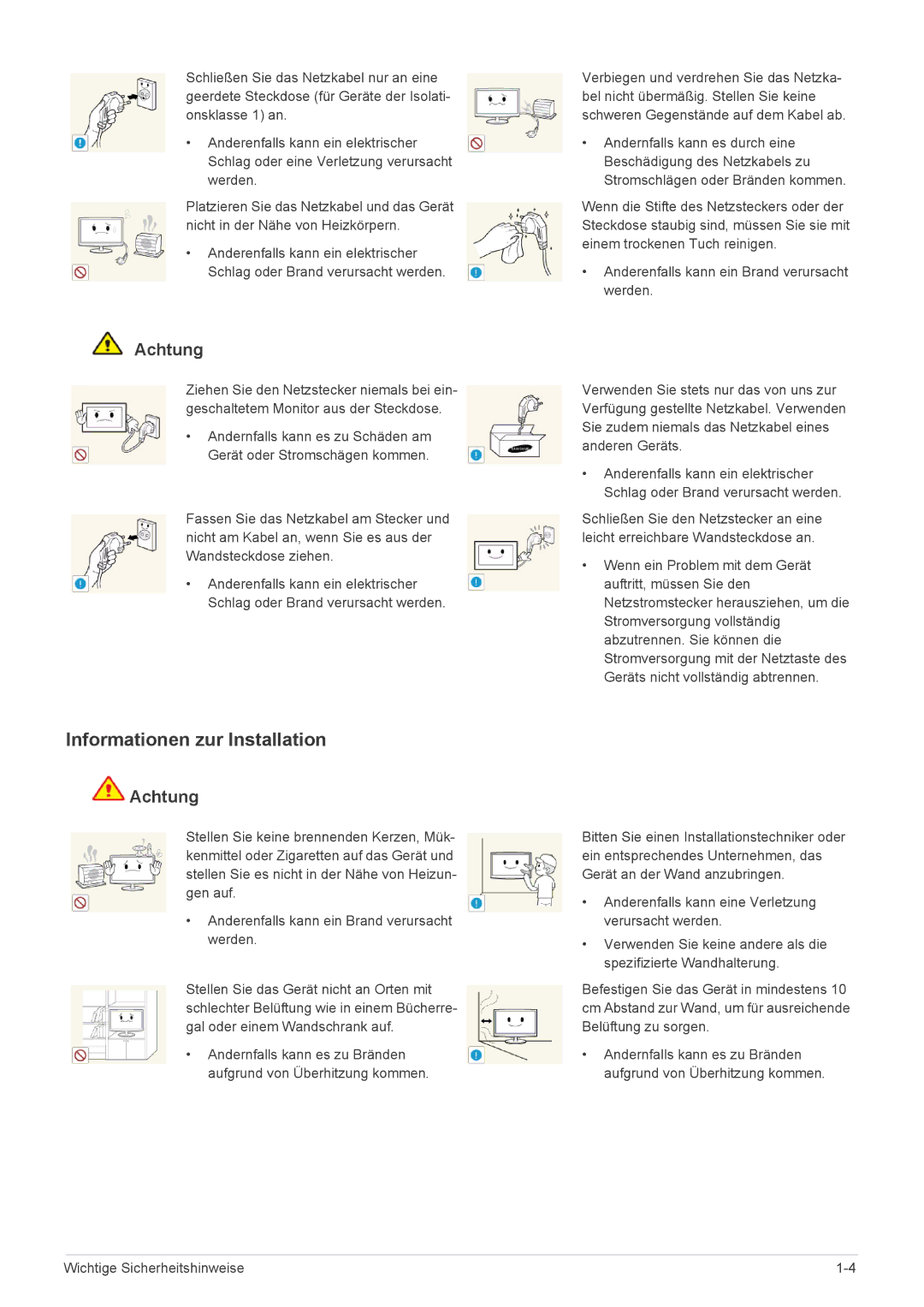 Samsung LS22A460BSU/EN manual Informationen zur Installation 