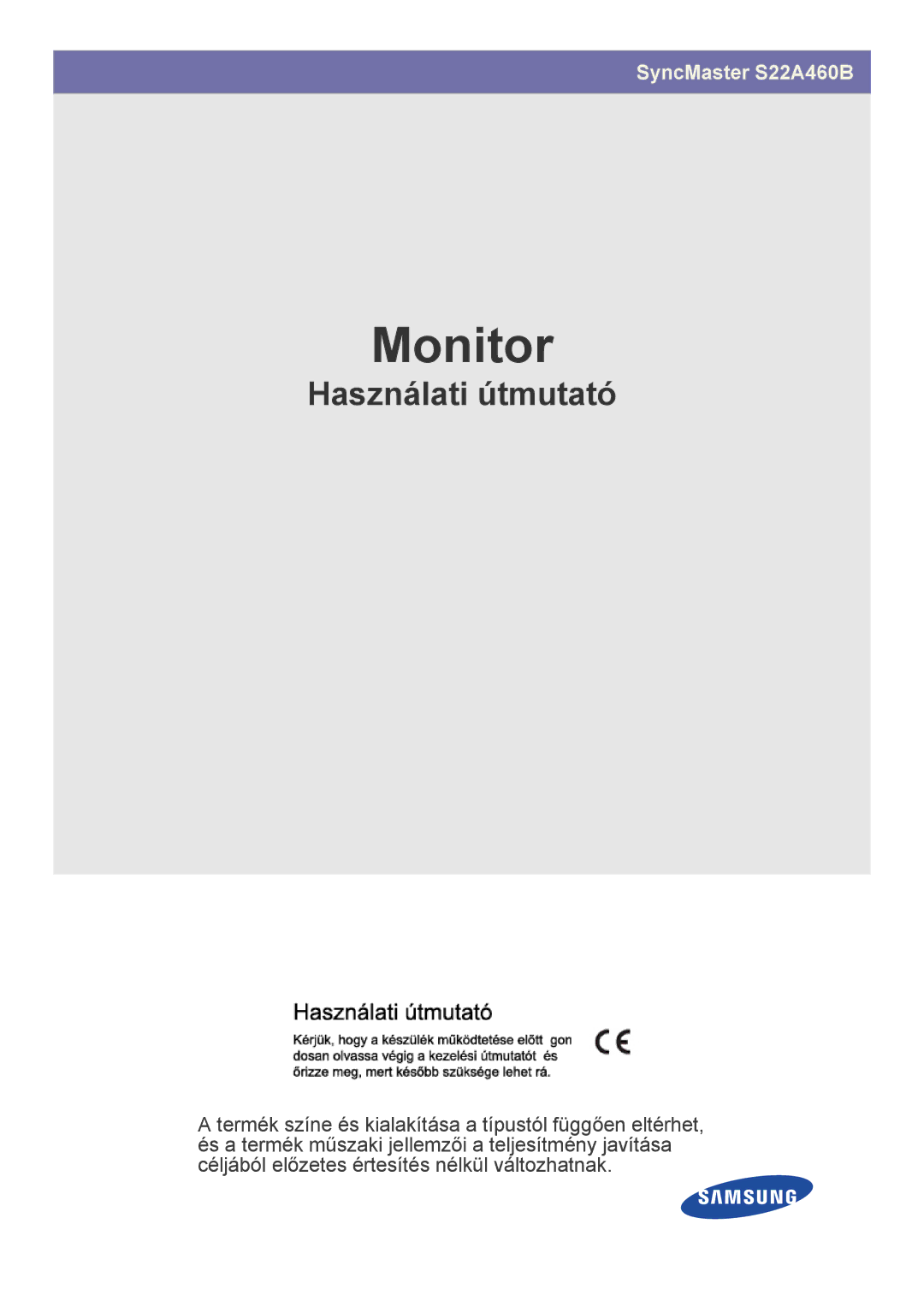 Samsung LS22A460BSU/EN manual Monitor 