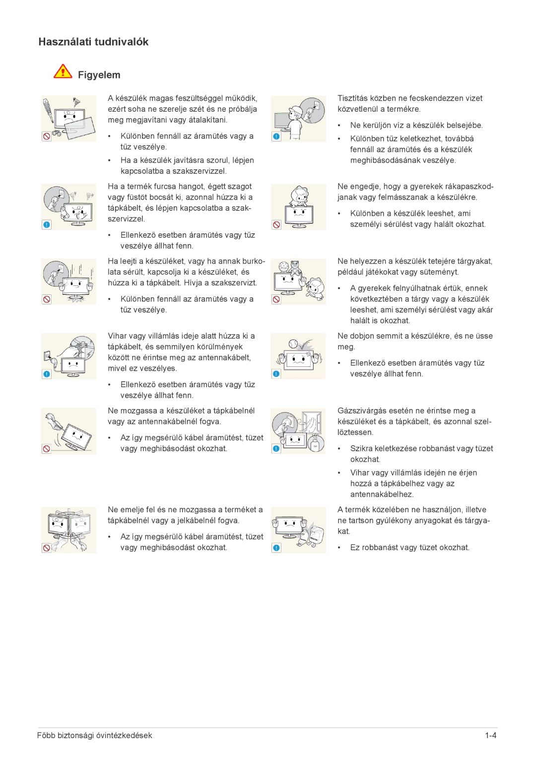 Samsung LS22A460BSU/EN manual Használati tudnivalók 