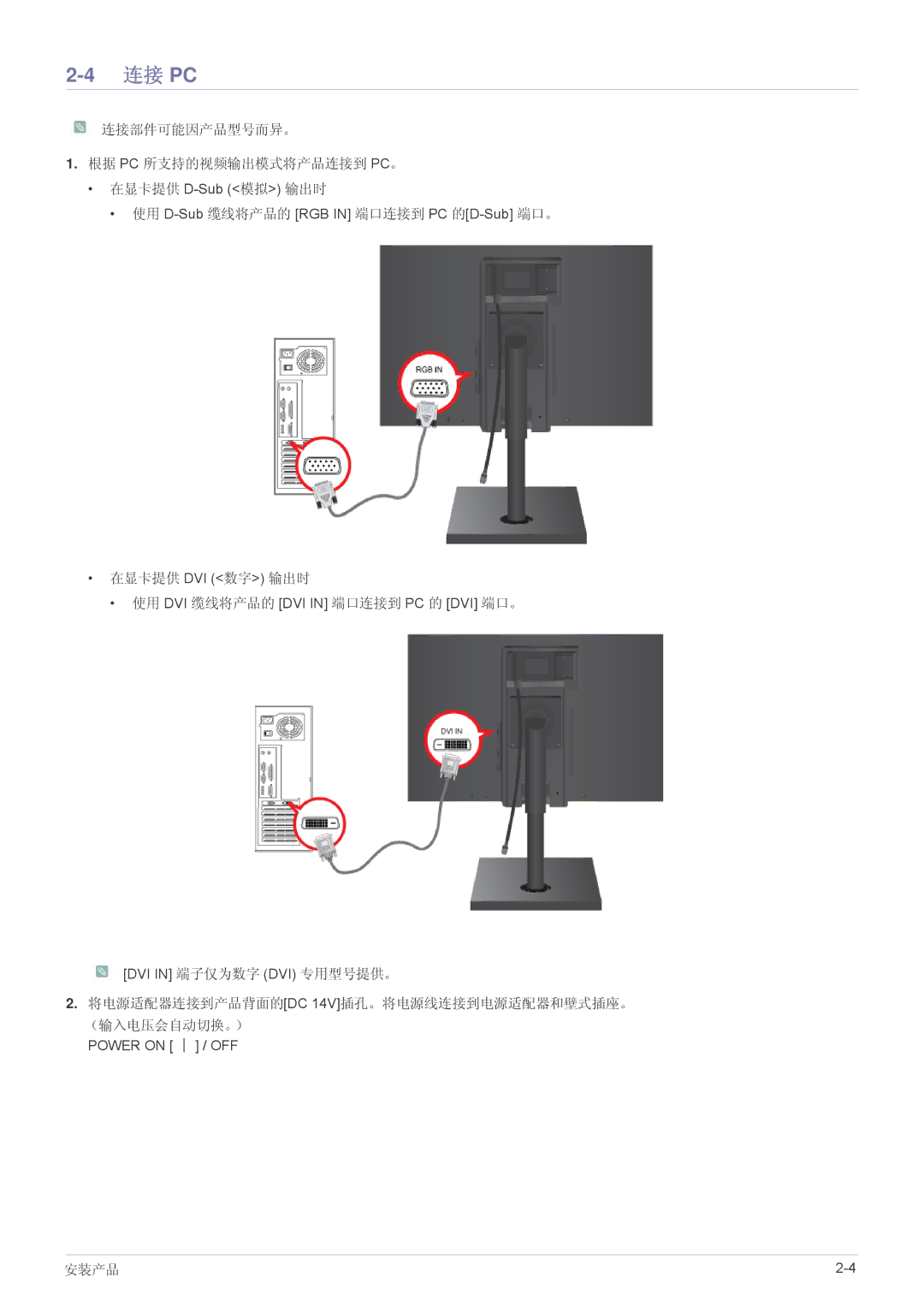 Samsung LS22A460BSU/EN manual 连接 Pc 