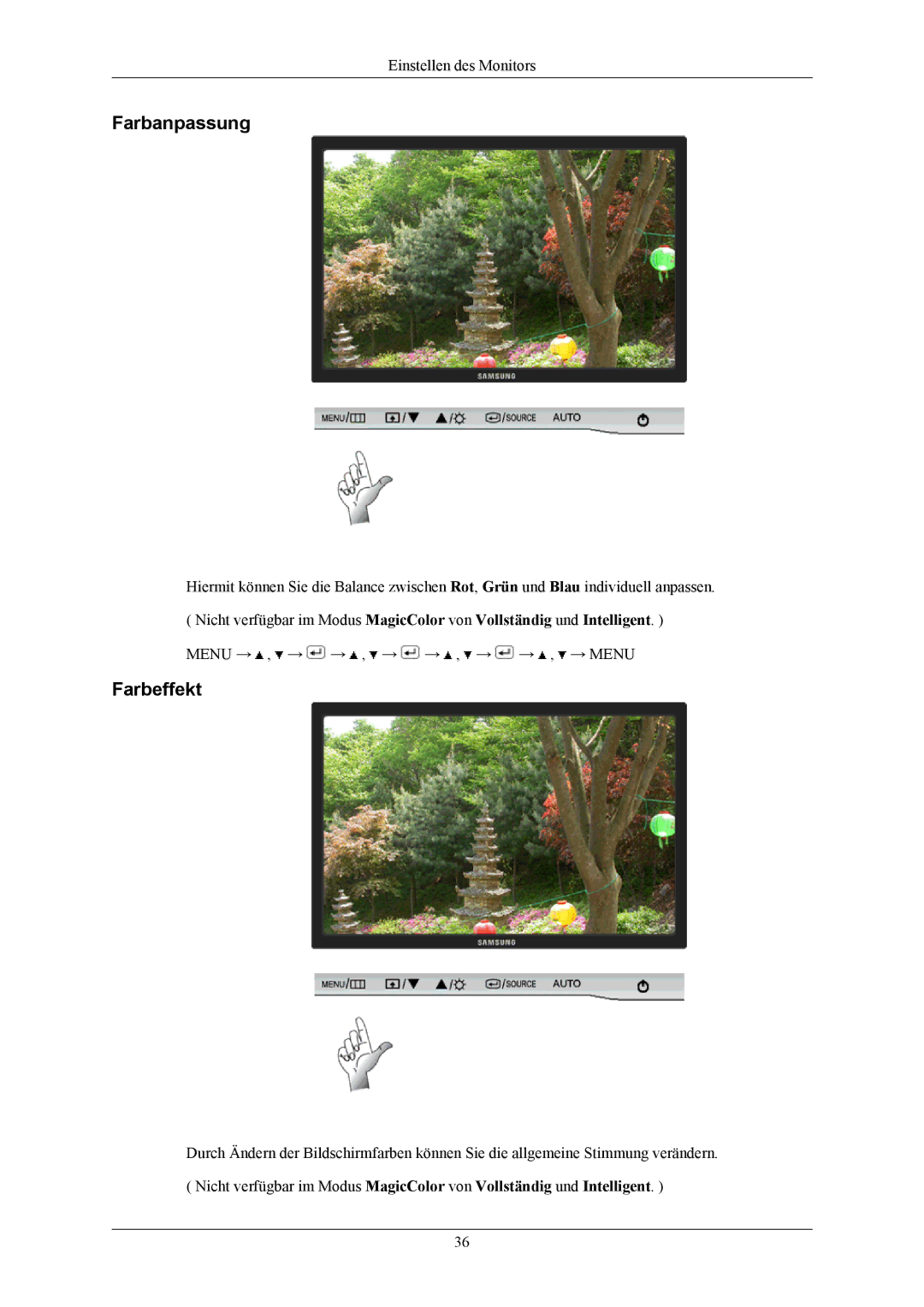 Samsung LS22AQWJFV/EDC, LS22AQVJFV/EDC manual Farbanpassung, Farbeffekt 