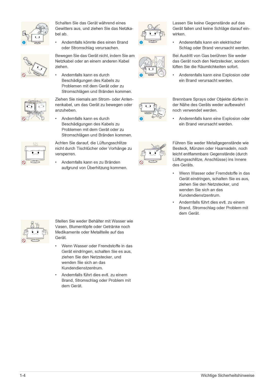 Samsung LS22B150NS/EN, LS19B150NS/EN manual Wichtige Sicherheitshinweise 