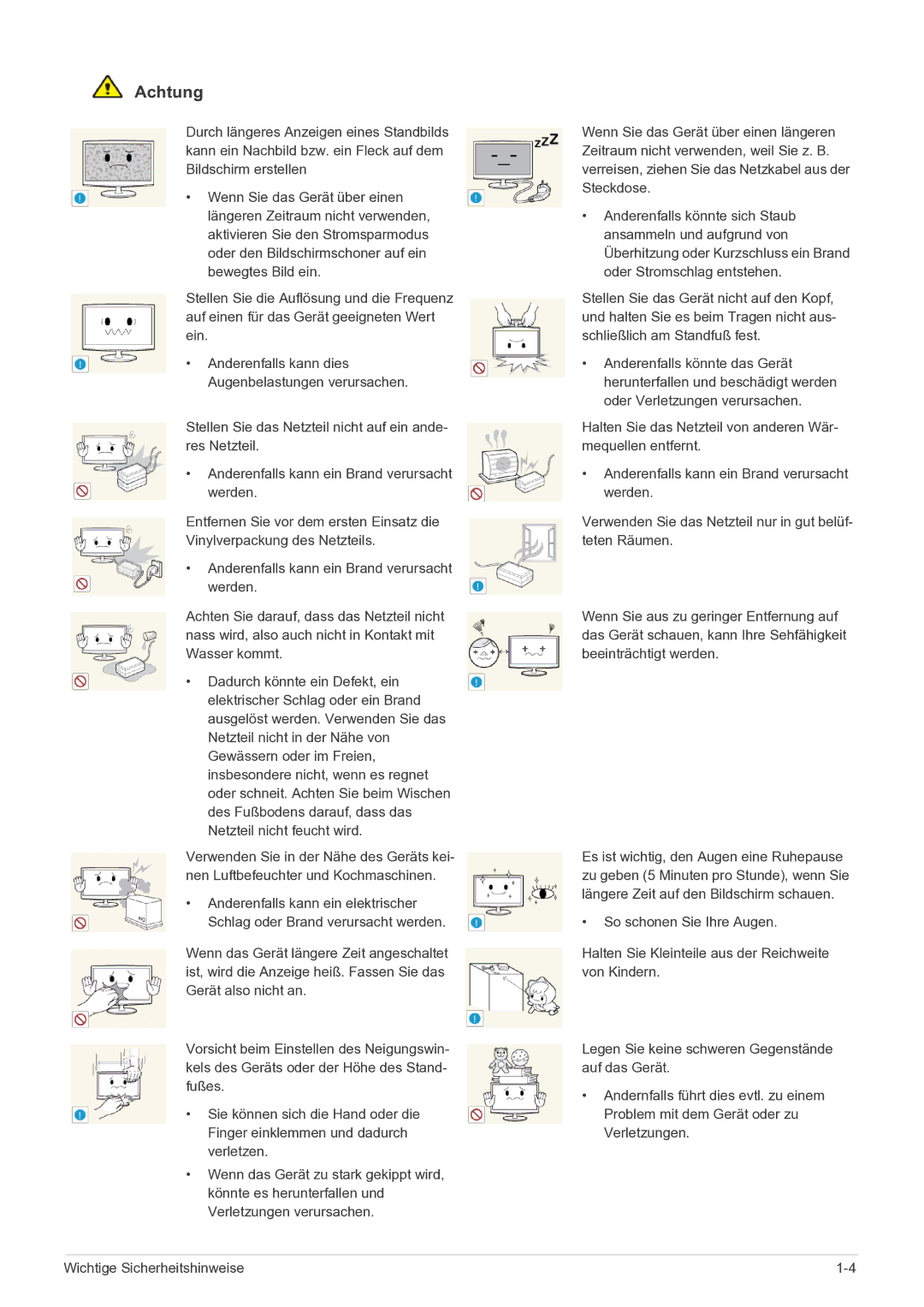 Samsung LS19B150NS/EN, LS22B150NS/EN manual Anderenfalls kann dies Augenbelastungen verursachen 