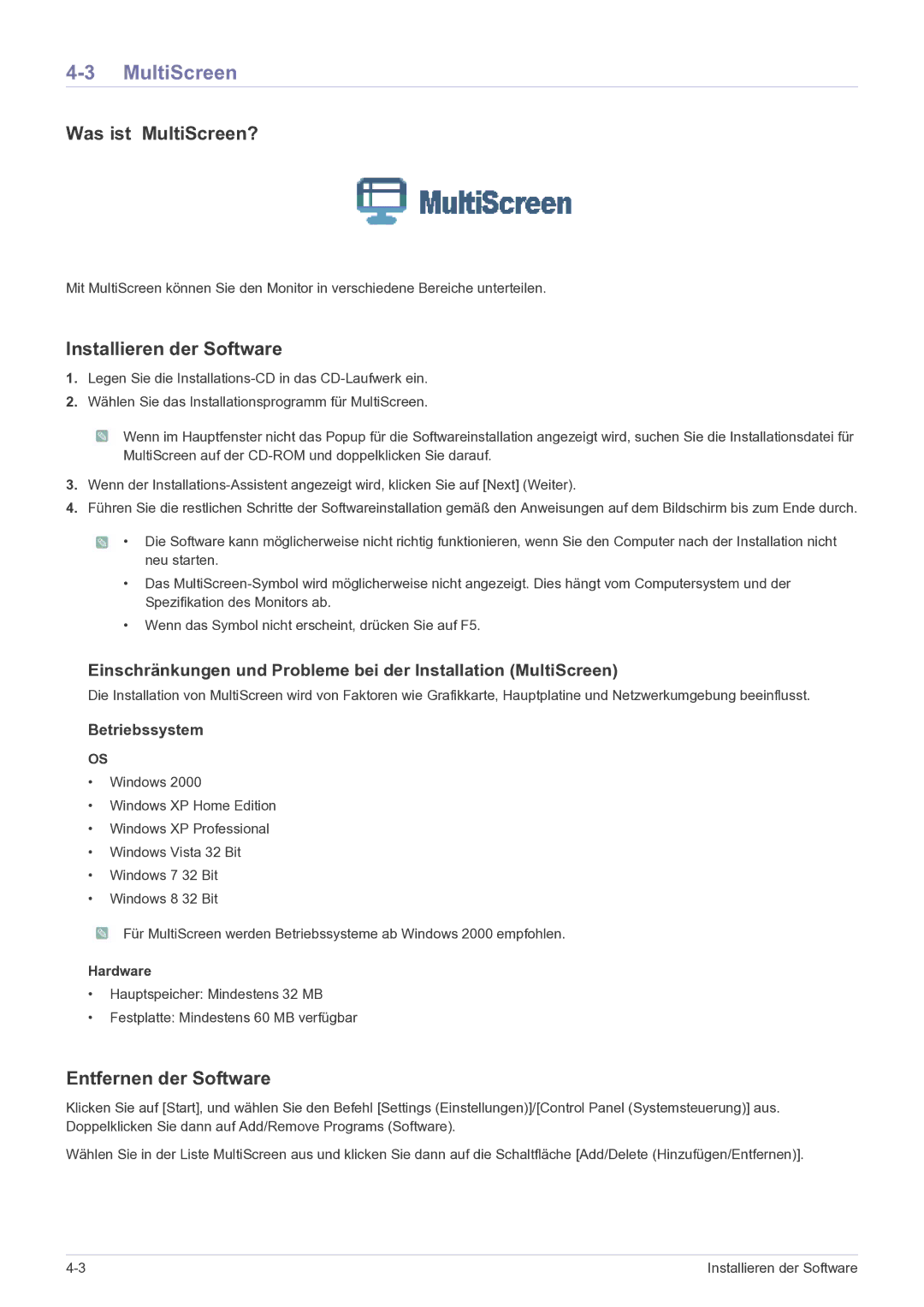 Samsung LS22B150NS/EN, LS19B150NS/EN manual Was ist MultiScreen?, Hardware 