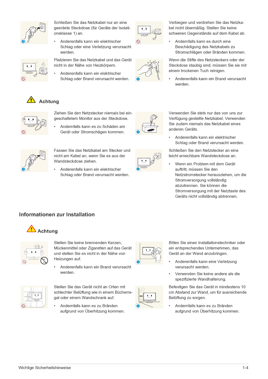 Samsung LS19B150NS/EN, LS22B150NS/EN manual Informationen zur Installation 