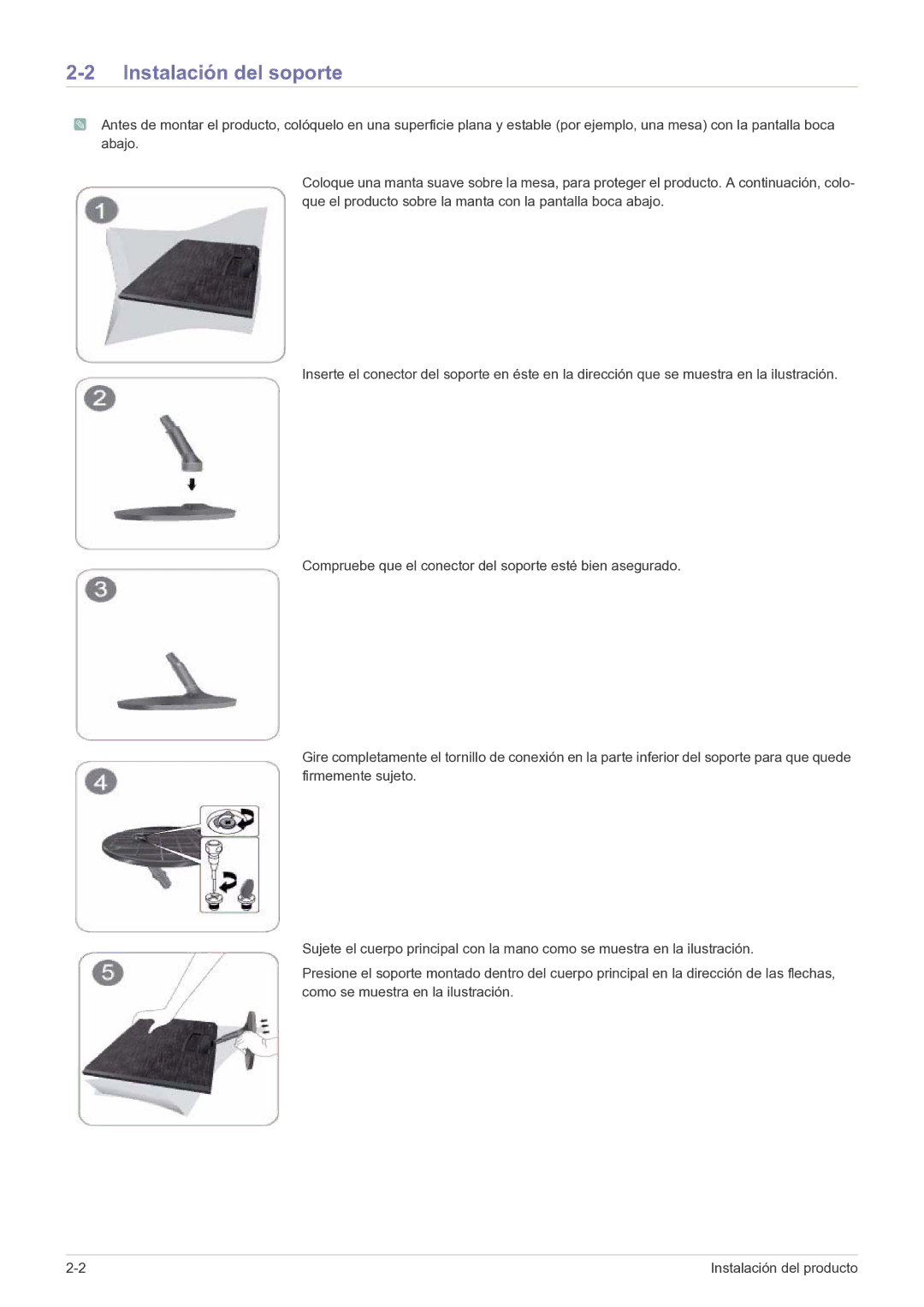 Samsung LS22B150NS/EN, LS19B150NS/EN manual Instalación del soporte 