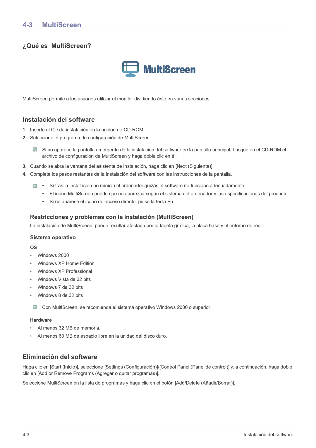 Samsung LS22B150NS/EN, LS19B150NS/EN manual ¿Qué es MultiScreen?, Hardware 