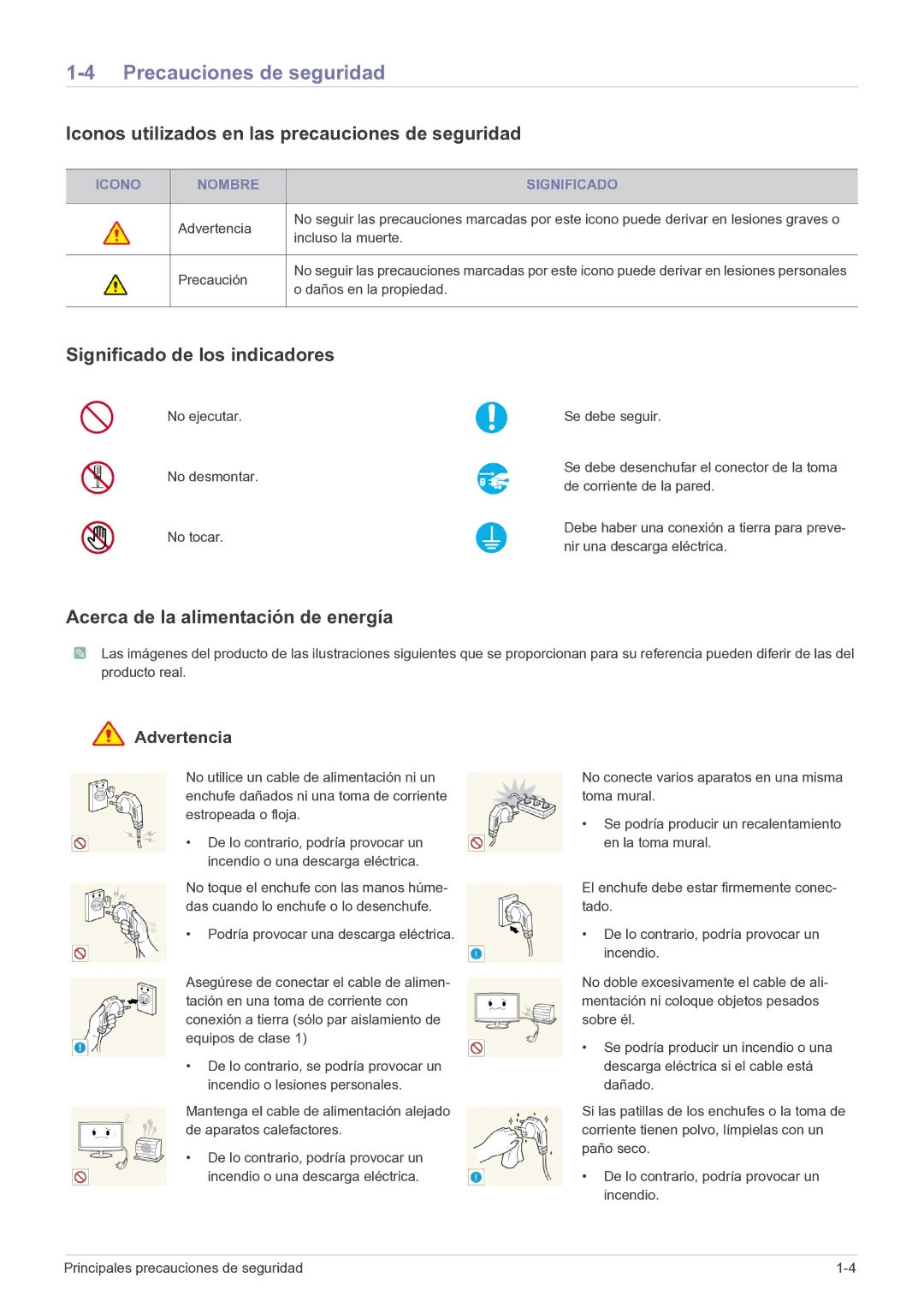 Samsung LS19B150NS/EN, LS22B150NS/EN manual Precauciones de seguridad, Iconos utilizados en las precauciones de seguridad 