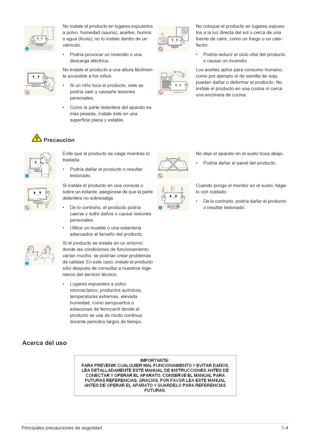 Samsung LS19B150NS/EN, LS22B150NS/EN manual Acerca del uso 