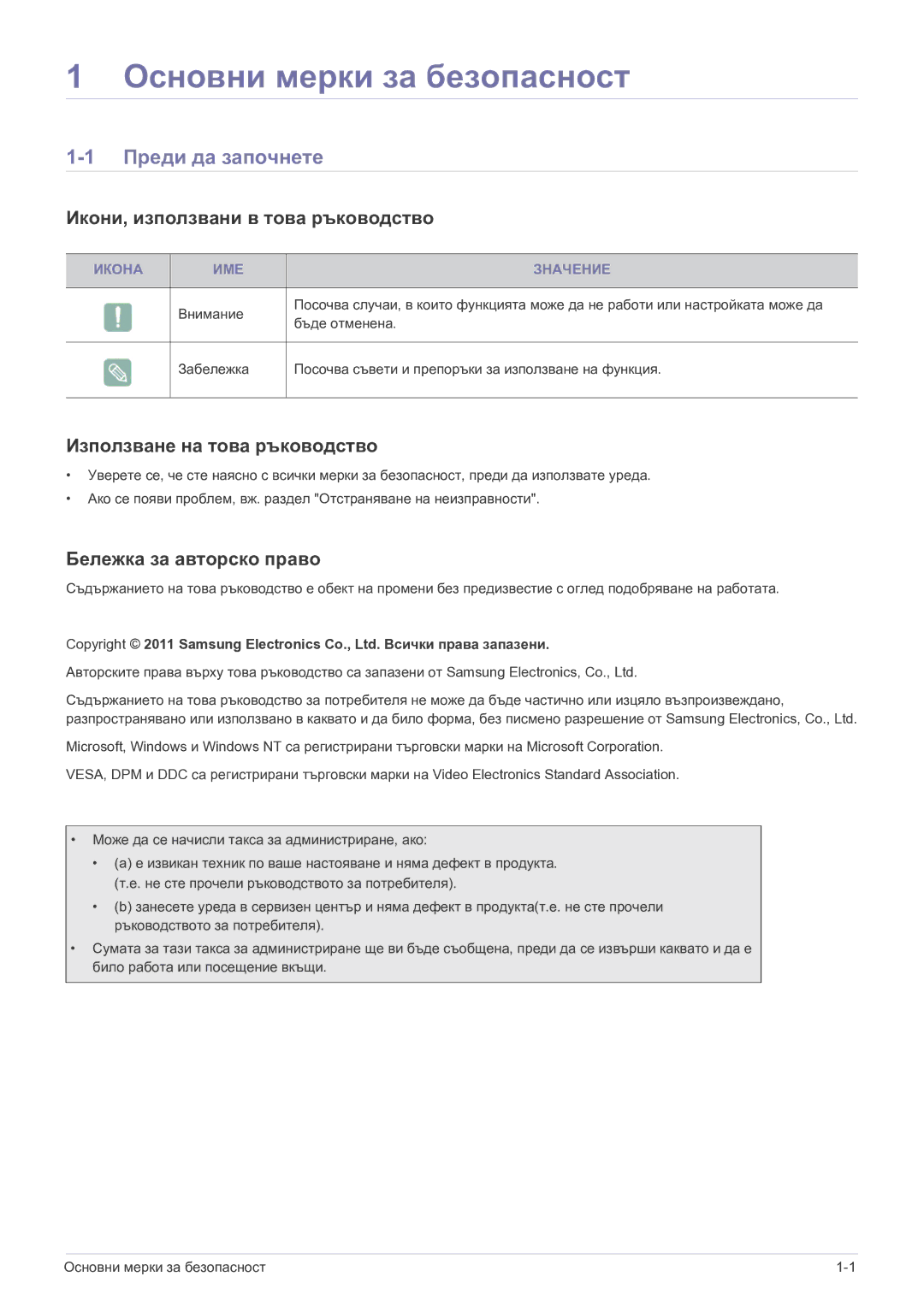 Samsung LS19B150NS/EN manual Основни мерки за безопасност, Преди да започнете, Икони, използвани в това ръководство 