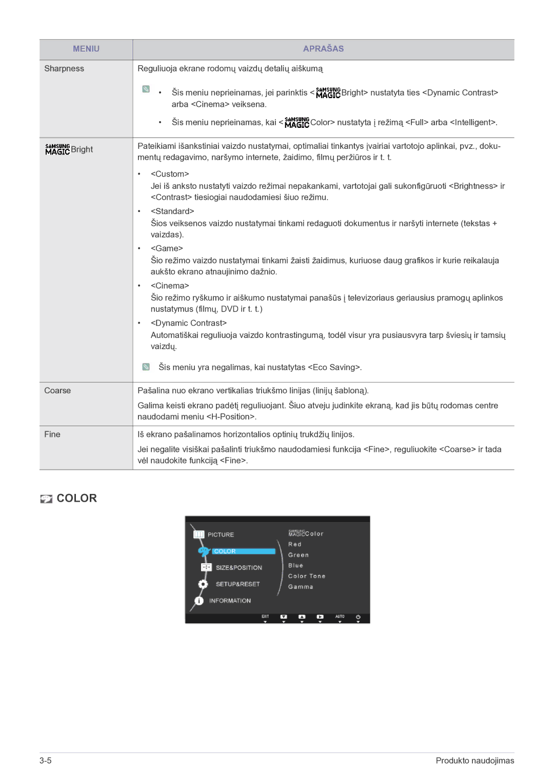 Samsung LS22B150NS/EN, LS19B150NS/EN manual Color 