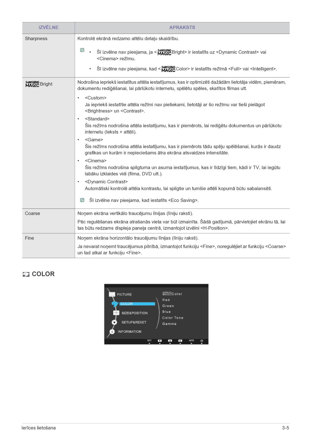 Samsung LS19B150NS/EN, LS22B150NS/EN manual Color 