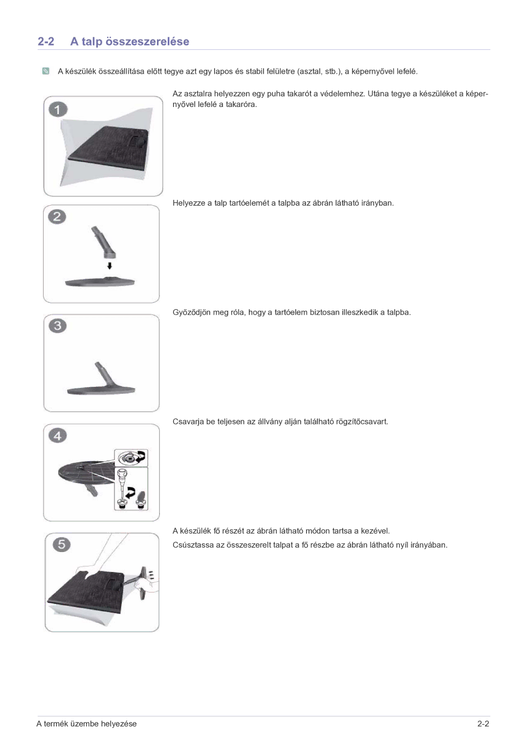 Samsung LS19B150NS/EN, LS22B150NS/EN manual Talp összeszerelése 