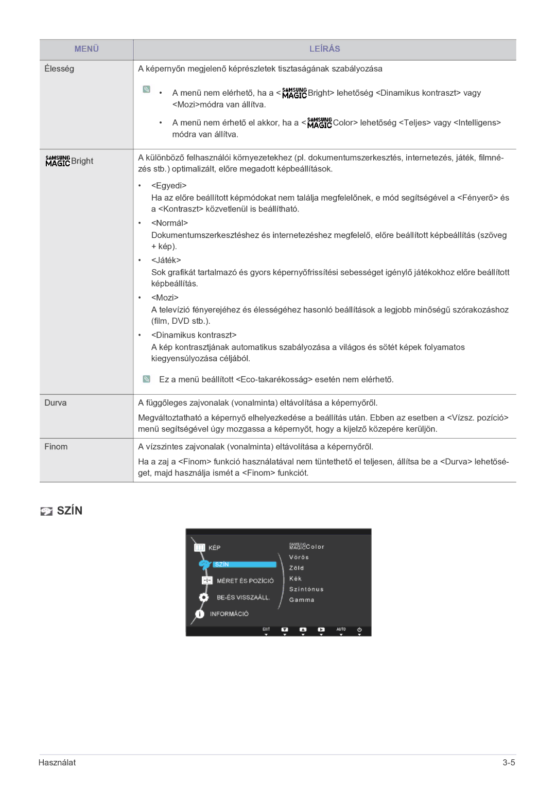 Samsung LS19B150NS/EN, LS22B150NS/EN manual Szín 