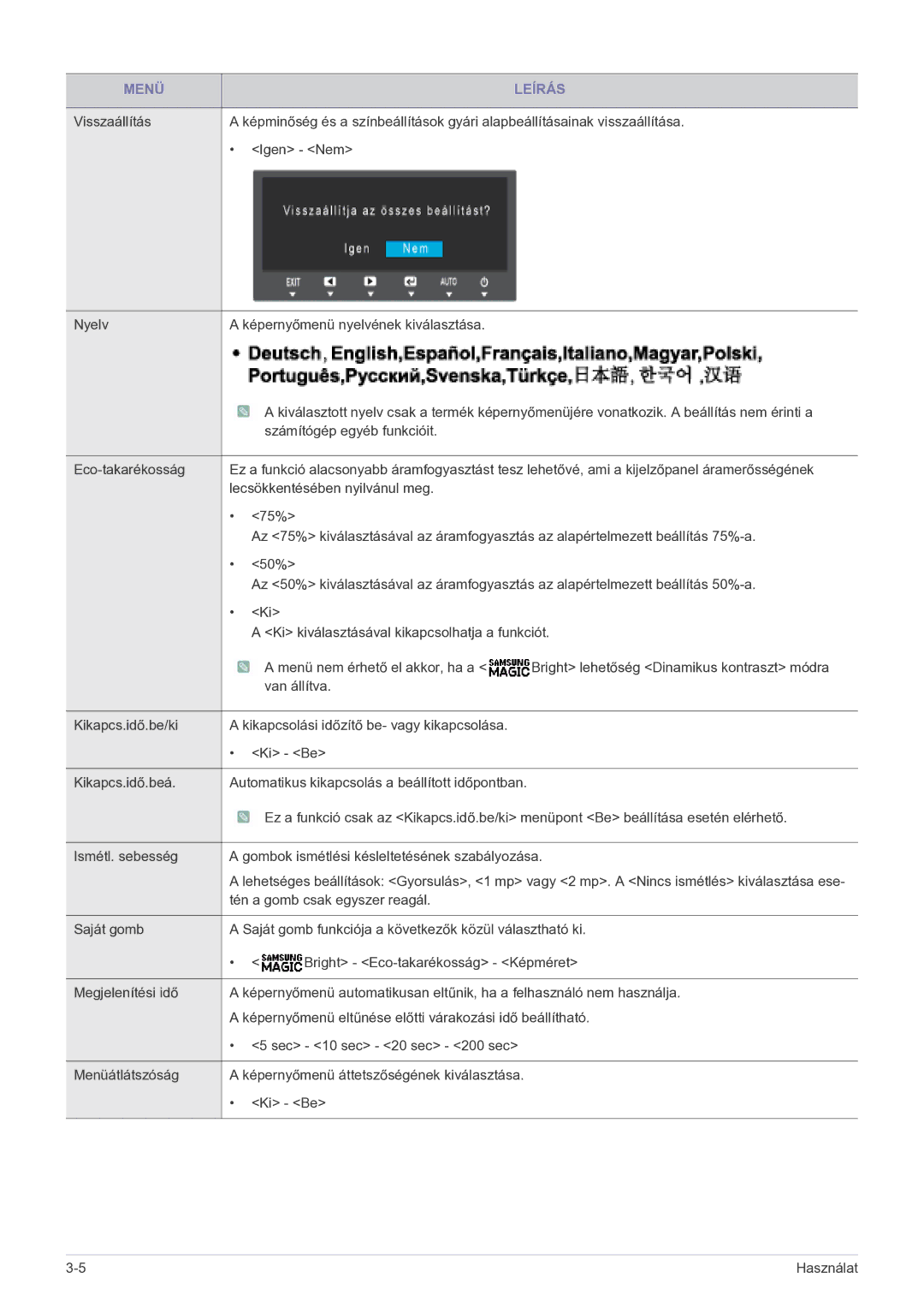 Samsung LS22B150NS/EN, LS19B150NS/EN manual Számítógép egyéb funkcióit 